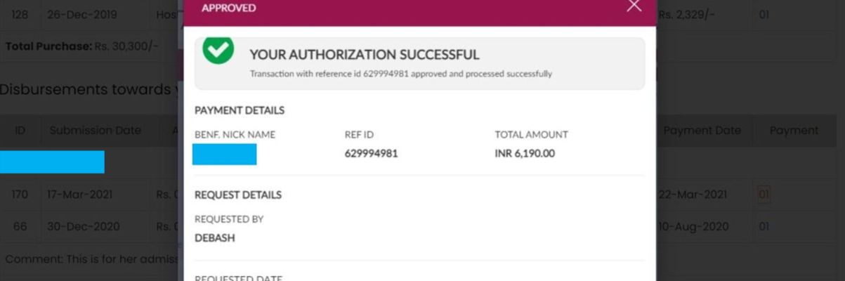 Bank confirmation on transaction